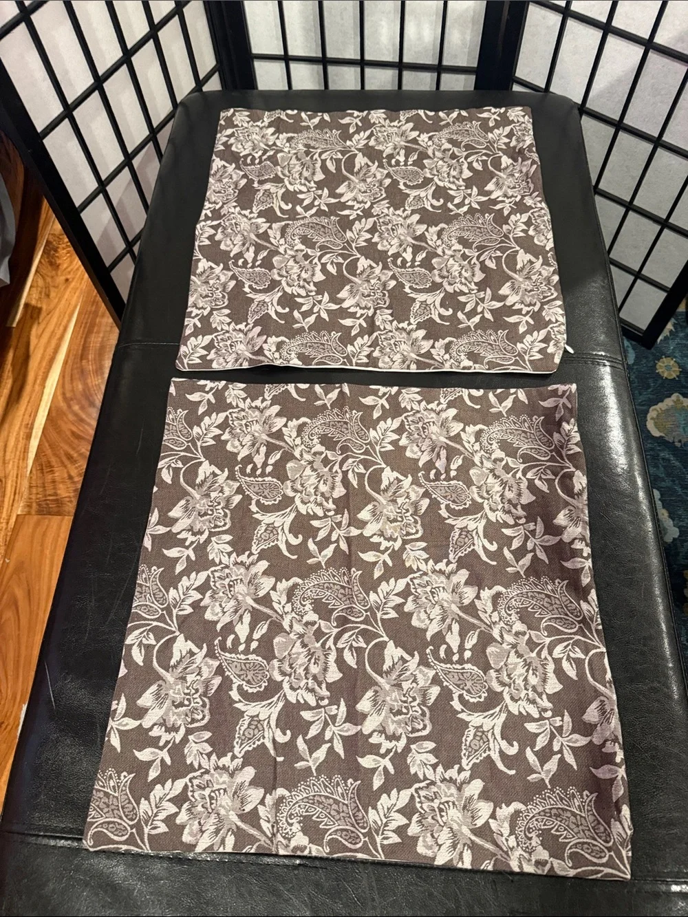 Elegant Floral Duvet Cover Panel in Brown and Cream